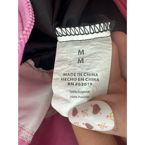 Bebe Womens Jacket Size Medium Pink Colorblock Zip Up Windbreaker Hooded - Picture 6 of 13